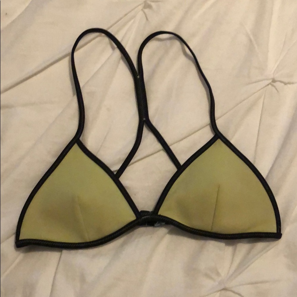 Yellow and black top swim top